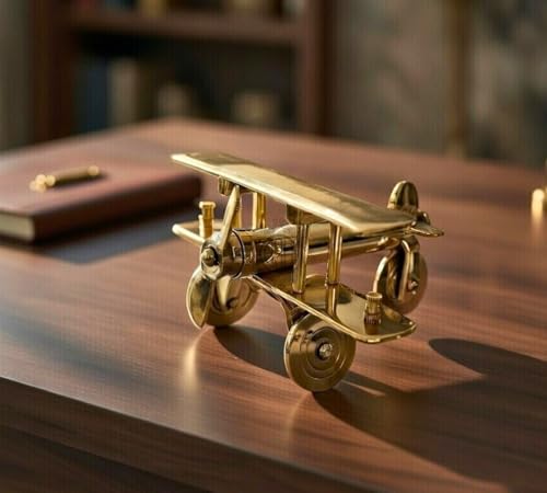 Image of DSH CRAFTING YOUR CURIOSITY Brass Jet Plane Vintage Aeroplane Table Top Decorative Showpiece Miniature Statue Home Interior Decor Item Gift