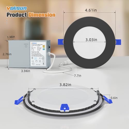 Image of VOLISUN 12 Pack 4 inch Recessed Lighting, 5CCT, 9.5W Eqv 80W, 810LM