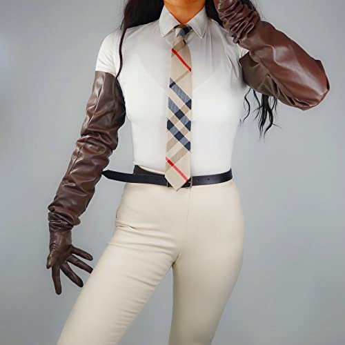 Image of DooWay Unisex 90CM LONG LEATHER GLOVES Oversized Loose Fit 35 Inches Shoulder Length Faux PU for Adult Party Cosplay Costume