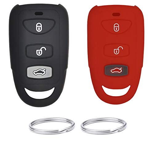 REPROTECTING Silicone Rubber Key Fob Cover Compatible with 2006-2019 Hyundai Accent Elantra Genesis Sonata Kia Forte Optima Rondo Sorento Spectra OSLOKA-310T 95430-2G201 95430-2G202