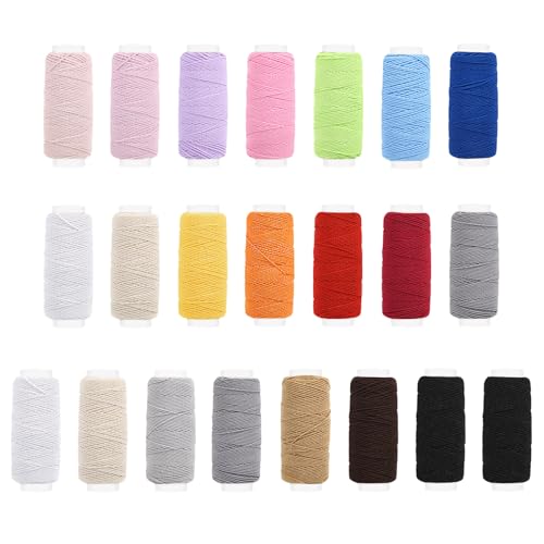 22PCS Elastic Thread for Sewing Machine 0.6mm 20m Elastic Sewing Thread for Sewing Machine for Shirring Serger Overlock Machines Quilting Knitting Weave DIY