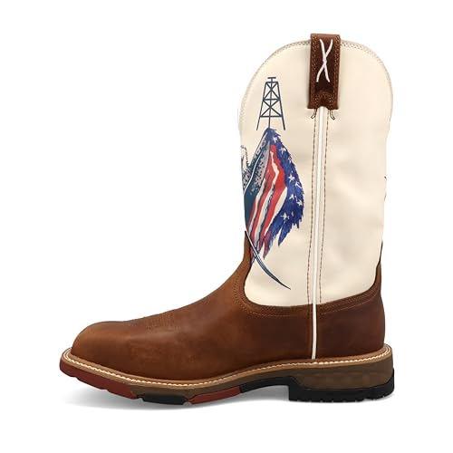 Image of Twisted X Men's 12 inch Western Work Boot, Roasted Pecan & Red, White, & Blue, 8 EE
