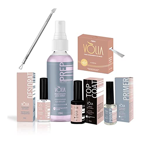 KIT NAILDESIGNER PREPARACAO UNHA EM GEL + FIBRA DE VIDRO + ESPATULA ESPALHADORA VOLIA