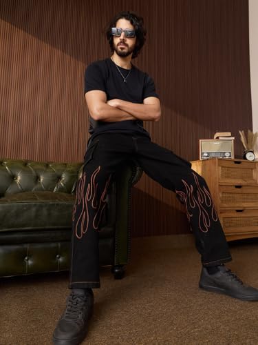 Image of The Souled Store Straight-Fit Denim: Men and Boys Cotton Blend Straight Fit Cargo Pockets Lightweight Everyday All-Season Denim Jeans