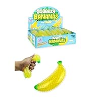 Henbrandt 6 x Squeeze Banana Toy with Water Beads Sticky Gel Sensory Stress Relief Toy for Kids and Adults Soft Squishy Sensory Fidget Ball for Autism, ADHD, Anxiety, Anti-Stress Squeeze Toy