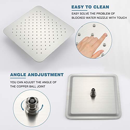 ESNBIA Shower System Brushed Nickel,10 Inches Shower Faucets Sets Complete (Shower Valve Included) Rain Shower Head Systems Wall Mounted Shower Combo Set for Bathroom All Metal