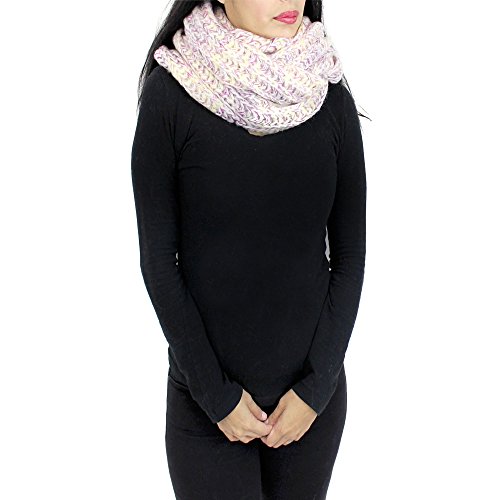 Chunky Knitted Infinity Scarf Blended Pastel Cozy Color Cowl Loop Circle 52"3