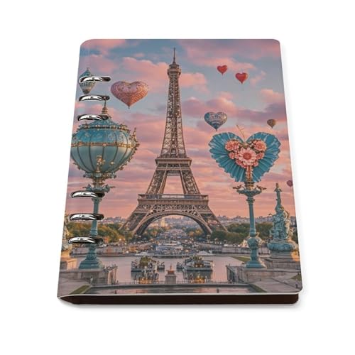 Cuaderno de hojas sueltas Torre Eiffel A5 recargable de piel sintética