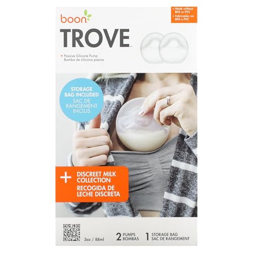 Image of Boon Trove Silicone Manual Breast Pump Set - Hands Free Breast Milk Collector - Includes Polyester Travel Pouch - Breastfeeding Essentials - 2 Count