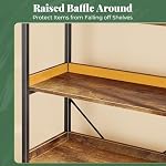 Huuger 5 Tier Bookshelf, Display Bookshelf with 10 Open Shelves and Raised Baffle, 47.2 Inch Straight Wide Bookcase with Metal Frame and Wooden Board, Adjustable Feet, Rustic Brown - Image 5