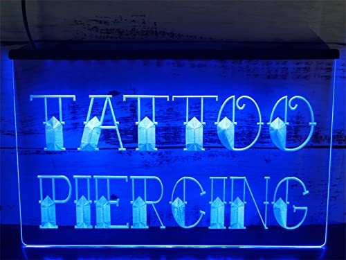 KEYQEEN Tienda de Tatuajes Piercing Letrero de neón LED,
