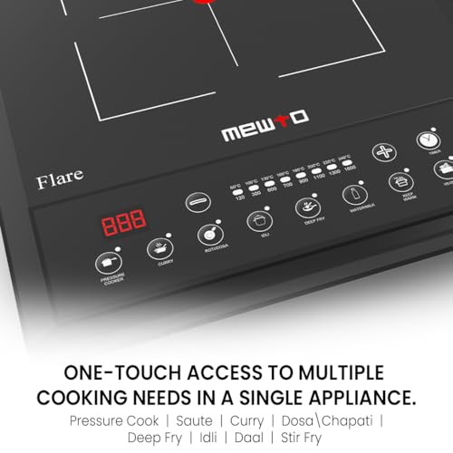Image of Flare From The House of Link 1600W Induction Cooktop | 7 Cooking Modes with Push Button & Digital Display | Auto Pan Sensor | Auto Shut off for Safety | 1 Year Warranty