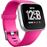 Wepro Replacement Bands Compatible with Fitbit Versa SmartWatch and Versa 2 Smart Watchfor Women Men Small, Versa Lite SE Sports Watch Band, Rose Pink
