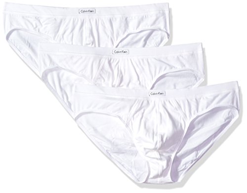 Calvin Klein Men's Underwear Cotton Stretch 3 Pack Bikini Briefs, White, M