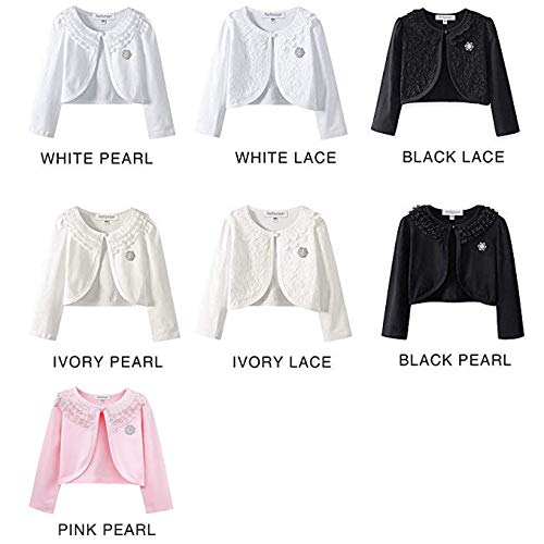Perfashion Little Girls Lace Shrug Bolero Long Sleeve Cardigan Wedding Dress Cover Up Matching With A Chic Brooch thumb #5