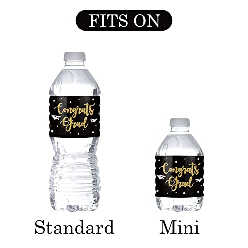 image for MonMon & Craft Black Congrats Grad Water Bottle Labels Stickers/Gradua