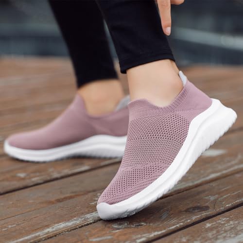 Womens Slip On Walking Shoes Mesh Casual Lightweight Breathable Workout Sneakers Non-Slip Hiking Shoes