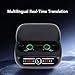 Language Translator Earbuds with Intelligent Noise Reduction, 5.3, 144 Online Translation Languages, 0.2s Speed, APP for Android, Music Playback, Call (Black)