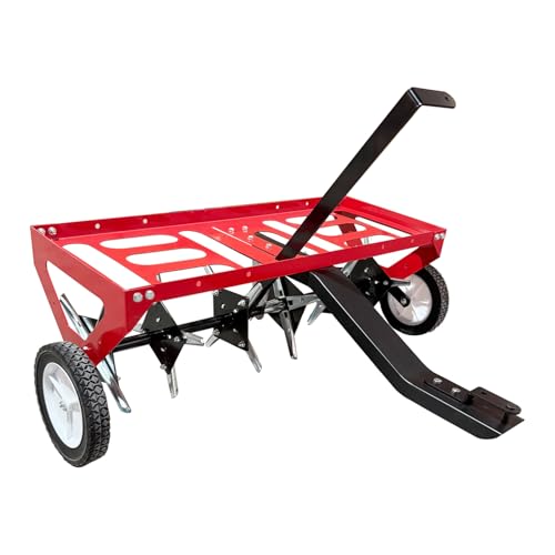 Kerlista - kerlista Tow Behind Lawn Plug Aerator and Heavy Duty Lawn Aerator for Tractors Ride-On Mowers and ATVs and Durable Steel Construction 40-Inch Working Width 3-Inch Spike Depth-Red - -17%