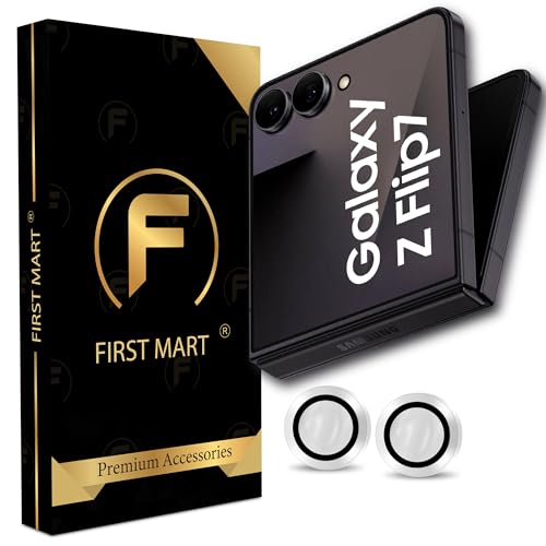 Image of FIRST MART Silver Camera Ring Guard Protector for Samsung Galaxy Z Flip 7 | Tempered Glass with Metal Alloy Rings, HD Clear, Scratch Resistant, Case-Friendly | Pack of 1