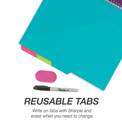 Image of Samsill Spiral Folder Organizer - 5 Dividers & 10 Pockets with Notepad Holder, Multi Pocket Color Cordinated Folder Binder with Customizable Tabs, Document Organizer (Fashion)