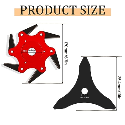 Barafat Steel Trimmer Head & 3 Teeth Brush Cutter Blade, 6 Steel Razor Blade Trimmer Head with Complete Blade Adapter Kits, 65Mn Professional Steel Razor Weed Eater Replacement for Mower Weed Tools - Thumbnail 2