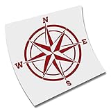 FÁCIL COLOCACIÓN STICKER PEGATINA ROSA DE LOS VIENTOS BRUJULA COMPASS VINILO DECAL VINYL CORTE (Rojo)