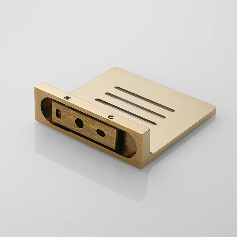 jabonera de Pared， Jabonera de Cobre Moderna y Minimalista, Bandeja Protectora for Esponja de Pared.(Gold)