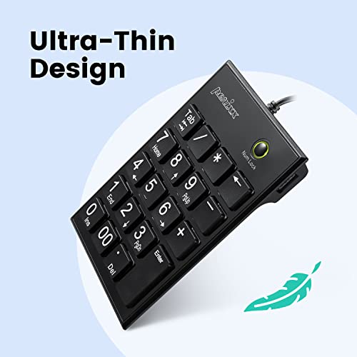 Image of Perixx PERIPAD-202C Wired USB-C Slim Numeric Keypad - Scissor Keys with 2 USB-A Hubs and Tab Key - Compatible for Tablet, Laptop, & Desktop - Black