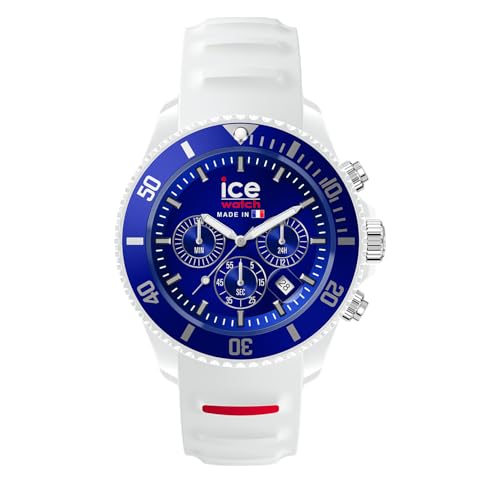 Ice-Watch - ICE cocorico Chrono Blue white red - Montre blanche pour homme avec bracelet en silicone - 023252 (Medium)