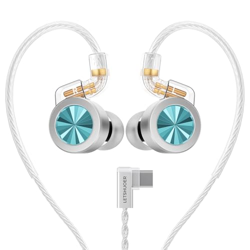 LETSHUOER�uD02�v�L���C���z�� ��w���C��H&�_�u���`�����o�[�\�� 11mm�_�C�i�~�b�N�h���C�o�[ �Q�[���E���掋���E�ʘb�̑S�ĂɑΉ��ł��� 3.5mm/Type-C �}�C�N�t�� �P�[�u�������\ Hires�F�؎擾 (�O�[����, Typc-C)