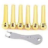 6 PCS Guitar Bridge Pins Brass For Acoustic Guitar,With Bridge Pins Remover Puller
