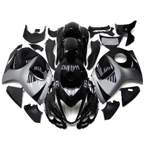 MZYPARTS ABS Injection Fairing Kit Fit for 2008-2020 Suzuki GSXR1300 Hayabusa Fairings GSX-R1300 08 09 10 11 12 13 14 15 16 17 18 19 20 Plastic Bodywork Body Frame (Silver & Black)