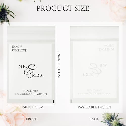 Image of 100 Pcs Wedding Confetti Bags Throw Some Love Petal Toss Packets Glassine Flower Petal Packets for Wedding Send Off, Exit, Tosses