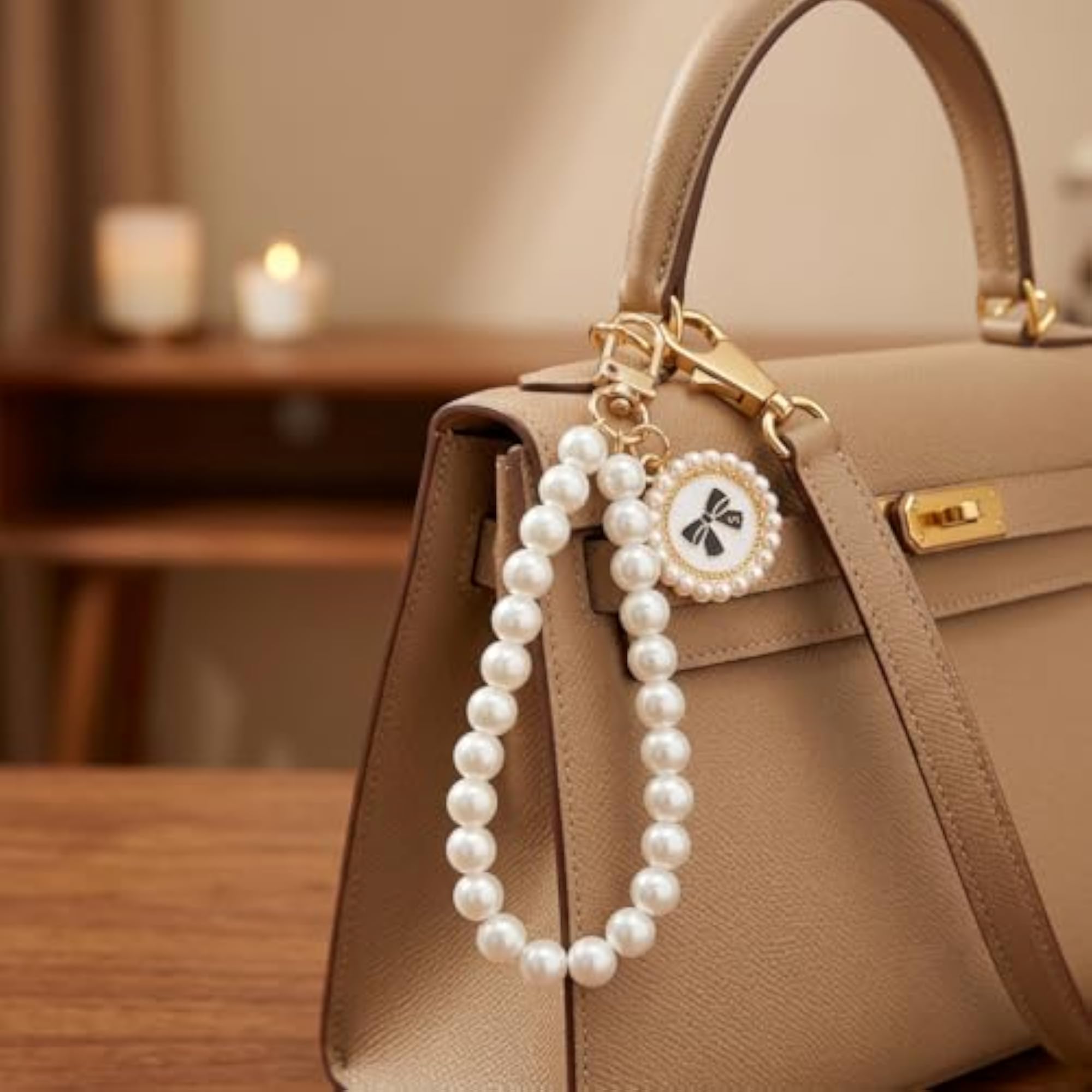 Universal Pearl Lanyard Keychain Phone Bag Charm