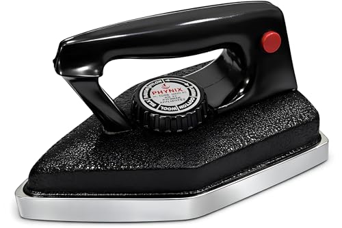 Image of Phynix 3.5 Kg Heavy Weight Dry Iron Press Box | Automatic Industrial Laundry Electric Iron with Cast Iron Base | 1000 Watts | 2 YEAR WARRANTY |for Home, Tailor, Hotels and Cloth Shop| Black
