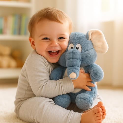 Image of Babique Fluffy Elephant Stuffed Animal Soft Toys, Pillow Toy, Boy's and Girl's Room Decor, Birthday Gifts for Kids -Gray (30cm)
