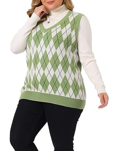 Agnes Orinda Plus Size Sweater Vest for Women Plaid Cable Knit Sleeveless Pullover Crop Top Sweater Vests2