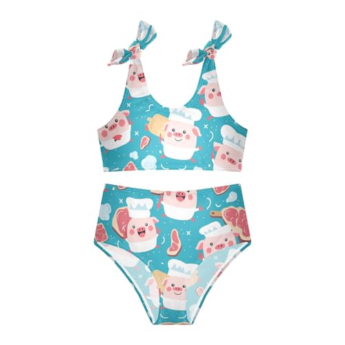 KLL Chef Bacon Girls' 2 Pieces Bikini Sets Scoop Neck Swimsuits Swimming Suits Adjustable Strap3