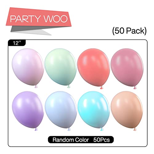 Image of PartyWoo Pastel Rainbow Balloons 50pcs Latex Helium Balloons 12 Inch