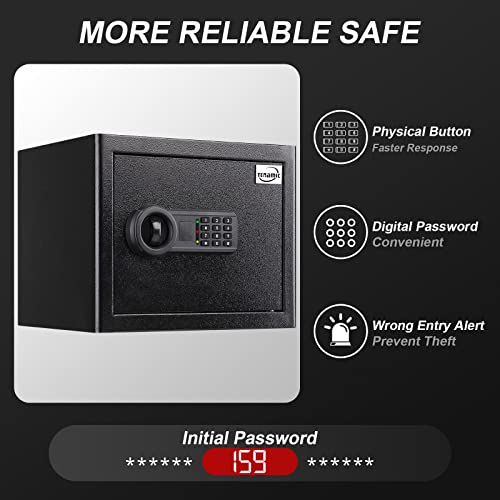Tenamic Safe Box 1.2 Cuft Fireproof Waterproof Home Safe, Keypad Medium Lock Box Cabinet Safes, Solid Alloy Steel Office Hotel Home Safe, Black