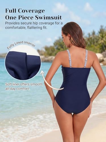Image of Smismivo Tummy Control Swimwear Strapless One Piece Swimsuit Ruched Bathing Suits for Women Slimming Bandeau Tube Top Bikini