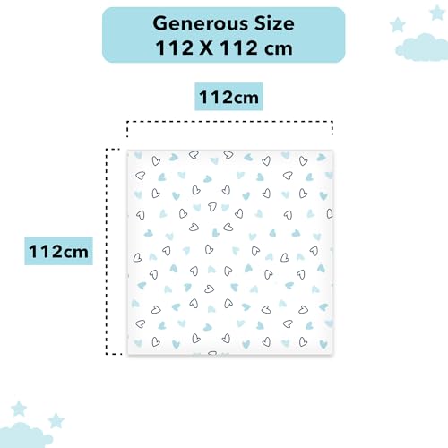 Image of The White Cradle Muslin Swaddle for Newborn Baby, Organic Cotton Wrap Blue