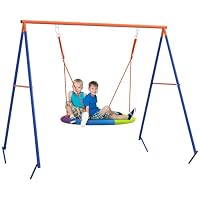 Outsunny Kids Swing Set Garden Nest Swing A-Frame Structure Multicoloured