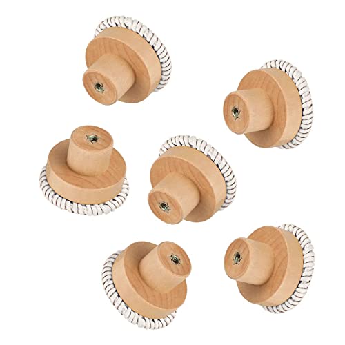 WANGCL 6pcs Rattan Dresser Knobs Handmade Wicker Woven Cabinet Knobs Dresser Handles Drawer Hardware Pulls (Beige) - Image 2
