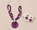 Xalroco Layered Beads Statement Fashion Necklace Chunky Jewelry Set Big Colorful Glass Stone Circle Shell Pendant Choker Necklace and Earring Set for Women (purple)