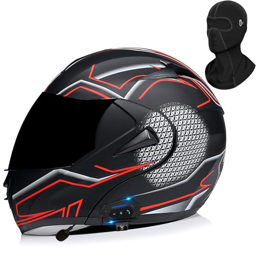 Cascos Integrales Bluetooth Para Motocicleta, Cascos Para Adultos Hombres Y Mujeres, Equipo De Motociclista Moderno, Casco Ligeros Para Motociclistas De Carreras Urbanas Y Turismo ECE DOT,White- m (54