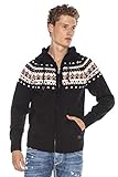 Angesagte Skandinavier Look Cipo & Baxx Herren Strickjacke Übergangsjacke Warm Kapuzenjacke Sweater Skandinavischem Muster Pullover Dunkelblau M