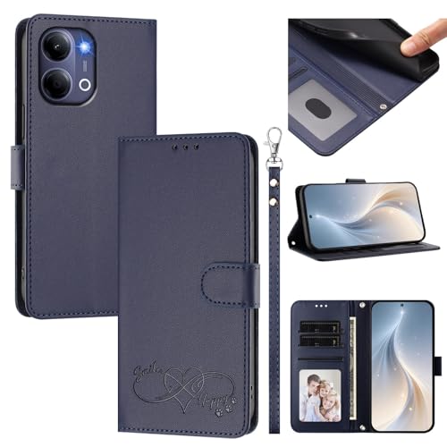 �X�}�z�P�[�X �Ή��@�� for Vivo Y21 5G 2026 / Y05 4G �X�}�z�P�[�X�y�J�[�h�E�������[�X���b�g�t�� �E�H���b�g�f�U�C�� �t���b�v�X�^���h �����h�~�@�\�zBlue