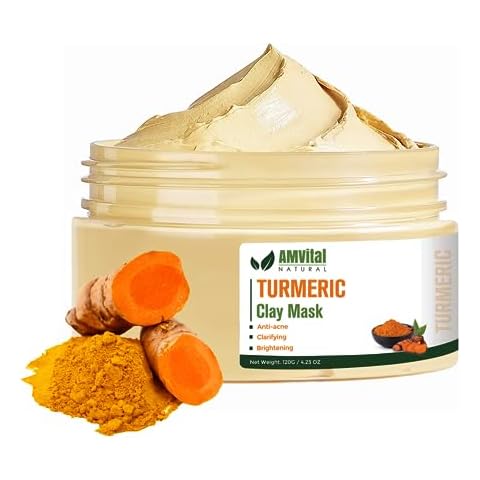 AMVital Turmeric Face Mask, Clay Facial Masks with Vitamin C, Skin Care for Acne and dark Spots, Smooth & Refine Pores, Anti Aging for Women, Non-Greasy Hydrating Cover